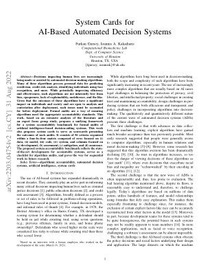 基于 AI 的自动决策系统的系统卡